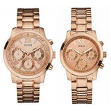 Buy Shop Guess Mini Sunrise Chronograph Quartz Rose Gold Dial Rose Gold Steel Strap Watch For Women - W0448L3 USA Online