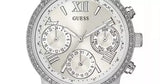 Buy Shop Guess Mini Sunrise Chronograph Quartz Silver Dial Silver Steel Strap Watch For Women - W0623L1 USA Online