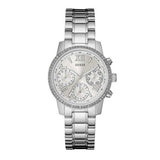 Buy Shop Guess Mini Sunrise Chronograph Quartz Silver Dial Silver Steel Strap Watch For Women - W0623L1 USA Online