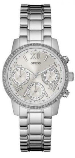 Buy Shop Guess Mini Sunrise Chronograph Quartz Silver Dial Silver Steel Strap Watch For Women - W0623L1 USA Online