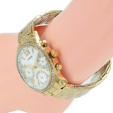 Buy Shop Guess Mini Sunrise Diamonds Silver Dial Gold Steel Strap Watch for Women - W0623L3 USA Online
