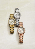 Buy Shop Guess Mini Sunrise Diamonds Silver Dial Gold Steel Strap Watch for Women - W0623L3 USA Online