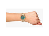Buy Shop Guess Mini Sunrise Multi Function Analog Turquoise Dial Rose Gold Steel Strap Watch For Women - W0448L8 USA Online