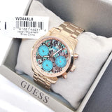 Buy Shop Guess Mini Sunrise Multi Function Analog Turquoise Dial Rose Gold Steel Strap Watch For Women - W0448L8 USA Online