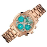Buy Shop Guess Mini Sunrise Multi Function Analog Turquoise Dial Rose Gold Steel Strap Watch For Women - W0448L8 USA Online