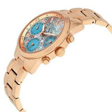 Buy Shop Guess Mini Sunrise Multi Function Analog Turquoise Dial Rose Gold Steel Strap Watch For Women - W0448L8 USA Online