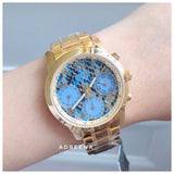 Buy Shop Guess Mini Sunrise Quartz Blue Dial Gold Steel Strap Watch For Women - W0448L6 USA Online
