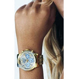 Buy Shop Guess Mini Sunrise Quartz Blue Dial Gold Steel Strap Watch For Women - W0448L6 USA Online