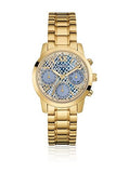 Buy Shop Guess Mini Sunrise Quartz Blue Dial Gold Steel Strap Watch For Women - W0448L6 USA Online