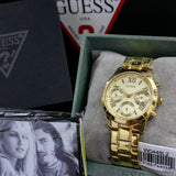 Buy Shop Guess Mini Sunrise Quartz Gold Dial Gold Steel Strap Watch For Women - W0448L2 USA Online