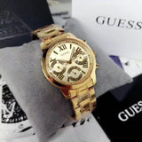 Buy Shop Guess Mini Sunrise Quartz Gold Dial Gold Steel Strap Watch For Women - W0448L2 USA Online