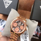 Buy Shop Guess Mini Sunrise Quartz Rose Gold Dial Rose Gold Steel Strap Watch For Women - W0448L9 USA Online