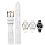 Buy Shop Guess Mini Triangle Quartz Diamonds Silver Dial White Leather Strap Watch For Women - W65006L1 USA Online