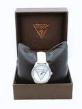 Buy Shop Guess Mini Triangle Quartz Diamonds Silver Dial White Leather Strap Watch For Women - W65006L1 USA Online