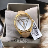 Buy Shop Guess Mini Triangle Quartz White Dial Gold Leather Strap Watch For Women - W70015l1 USA Online