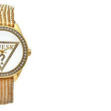 Buy Shop Guess Mini Triangle Quartz White Dial Gold Leather Strap Watch For Women - W70015l1 USA Online