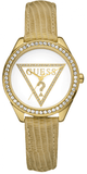 Buy Shop Guess Mini Triangle Quartz White Dial Gold Leather Strap Watch For Women - W70015l1 USA Online