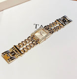 Buy Shop Guess MOD Heavy Metal Diamonds Gold Dial Gold Steel Strap Watch for Women - W0072L1 USA Online