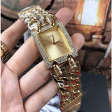 Buy Shop Guess MOD Heavy Metal Diamonds Gold Dial Gold Steel Strap Watch for Women - W0072L1 USA Online