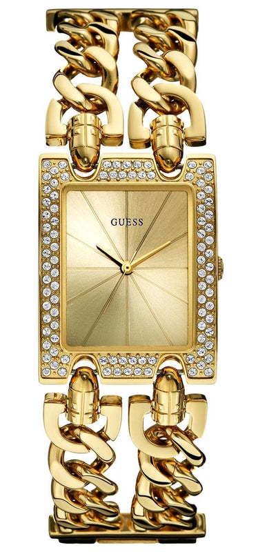 Buy Shop Guess MOD Heavy Metal Diamonds Gold Dial Gold Steel Strap Watch for Women - W0072L1 USA Online