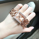 Buy Shop Guess Mod Heavy Metal Diamonds Rose Gold Dial Rose Gold Steel Strap Watch for Women - W0072L3 USA Online