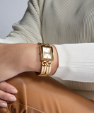 Buy Shop Guess Mod Heavy Metal Gold Dial Gold Steel Strap Watch For Women - W1117L2 USA Online