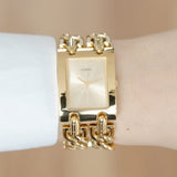Buy Shop Guess Mod Heavy Metal Gold Dial Gold Steel Strap Watch For Women - W1117L2 USA Online