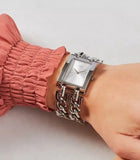 Buy Shop Guess Mod Heavy Metal Silver Dial Silver Steel Strap Watch For Women - W1117L1 USA Online