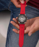 Buy Shop Guess Momentum Black Dial Red Rubber Strap Watch for Men - GW0263G3 USA Online