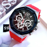 Buy Shop Guess Momentum Black Dial Red Rubber Strap Watch for Men - GW0263G3 USA Online