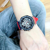 Buy Shop Guess Momentum Black Dial Red Rubber Strap Watch for Men - GW0263G3 USA Online