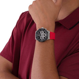 Buy Shop Guess Momentum Black Dial Red Rubber Strap Watch for Men - GW0263G3 USA Online