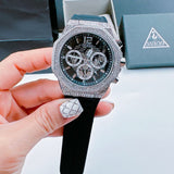 Buy Shop Guess Momentum Chronograph Crystals Black Dial Black Silicone Strap Watch For Men - GW0518G1 USA Online