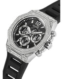 Buy Shop Guess Momentum Chronograph Crystals Black Dial Black Silicone Strap Watch For Men - GW0518G1 USA Online