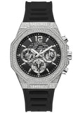 Buy Shop Guess Momentum Chronograph Crystals Black Dial Black Silicone Strap Watch For Men - GW0518G1 USA Online