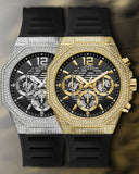 Buy Shop Guess Momentum Chronograph Diamonds Black Dial Black Silicone Strap Watch For Men - GW0518G2 USA Online