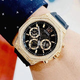 Buy Shop Guess Momentum Chronograph Diamonds Black Dial Black Silicone Strap Watch For Men - GW0518G2 USA Online