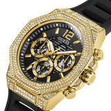 Buy Shop Guess Momentum Chronograph Diamonds Black Dial Black Silicone Strap Watch For Men - GW0518G2 USA Online