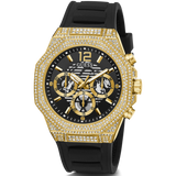 Buy Shop Guess Momentum Chronograph Diamonds Black Dial Black Silicone Strap Watch For Men - GW0518G2 USA Online
