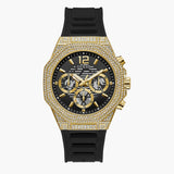 Buy Shop Guess Momentum Chronograph Diamonds Black Dial Black Silicone Strap Watch For Men - GW0518G2 USA Online