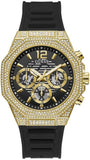 Buy Shop Guess Momentum Chronograph Diamonds Black Dial Black Silicone Strap Watch For Men - GW0518G2 USA Online
