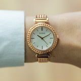 Buy Shop Guess Monroe Silver Dial Rose Gold Steel Strap Watch For Women - W1152L3 USA Online