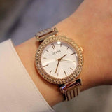 Buy Shop Guess Monroe Silver Dial Rose Gold Steel Strap Watch For Women - W1152L3 USA Online