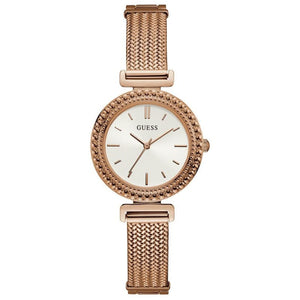 Buy Shop Guess Monroe Silver Dial Rose Gold Steel Strap Watch For Women - W1152L3 USA Online