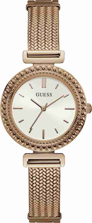 Buy Shop Guess Monroe Silver Dial Rose Gold Steel Strap Watch For Women - W1152L3 USA Online