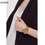Buy Shop Guess Montauk Gold Dial Gold Steel Strap Watch for Women - W0933L2 USA Online