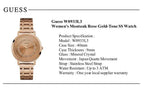 Buy Shop Guess Montauk Rose Gold Dial Rose Gold Steel Strap Watch For Women - W0933L3 USA Online