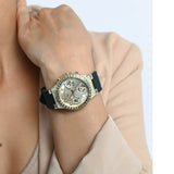 Buy Shop Guess Moonlight Crystals Silver Dial Black Silicone Strap Watch For Women - GW0257L1 USA Online