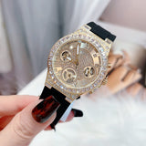 Buy Shop Guess Moonlight Crystals Silver Dial Black Silicone Strap Watch For Women - GW0257L1 USA Online