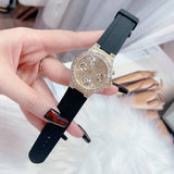 Buy Shop Guess Moonlight Crystals Silver Dial Black Silicone Strap Watch For Women - GW0257L1 USA Online